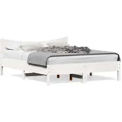vidaXL Massivholzbett ohne Matratze Weiß 160x200 Kiefernholz
