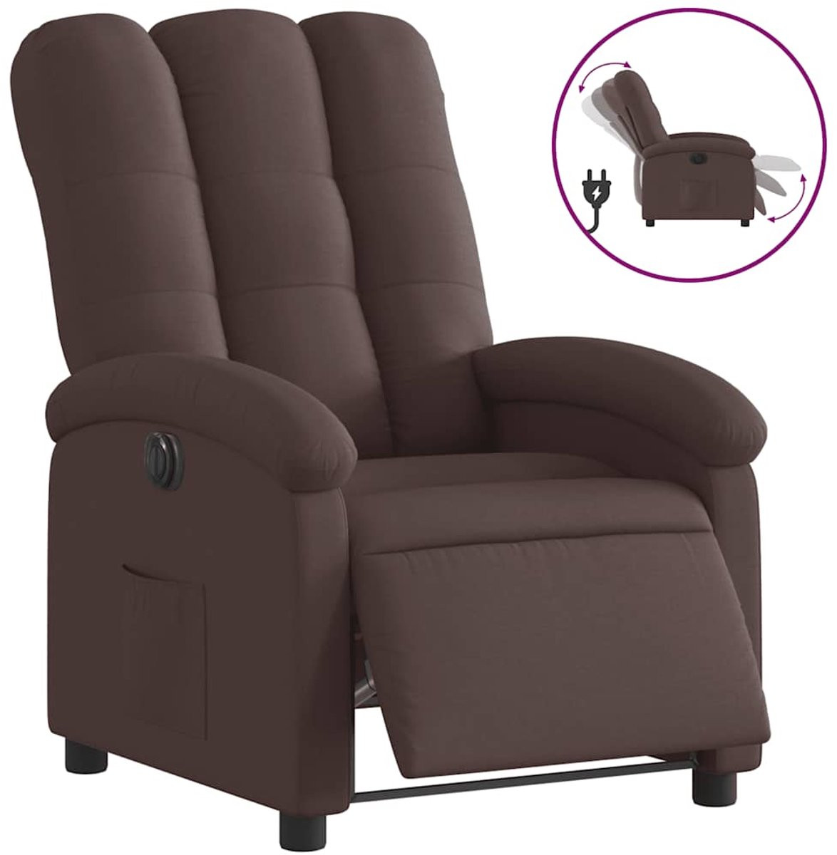 vidaXL Elektrische Relaxfauteuil in donkerbruine stof
