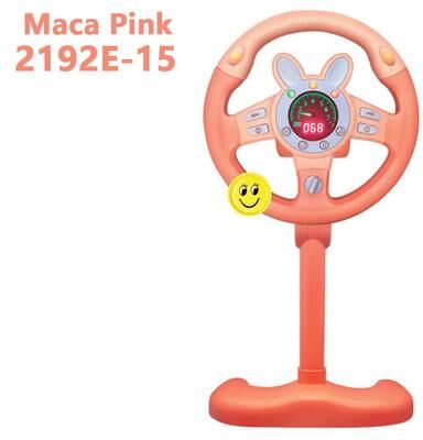 Discount Dollar Deals Electric Simulated Driving Steering Wheel, Portable Copilot Toy With Light And Sound, Educational Childrens Gifts pink