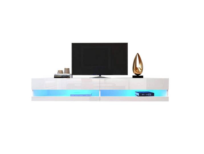 Modenvie Lowboard 140/40/30,5 cm aus MDF mit LED-Beleuchtung Weiß, 140x30.5x40 cm, Wohnzimmer, TV Möbel, Lowboards, Lowboards stehend