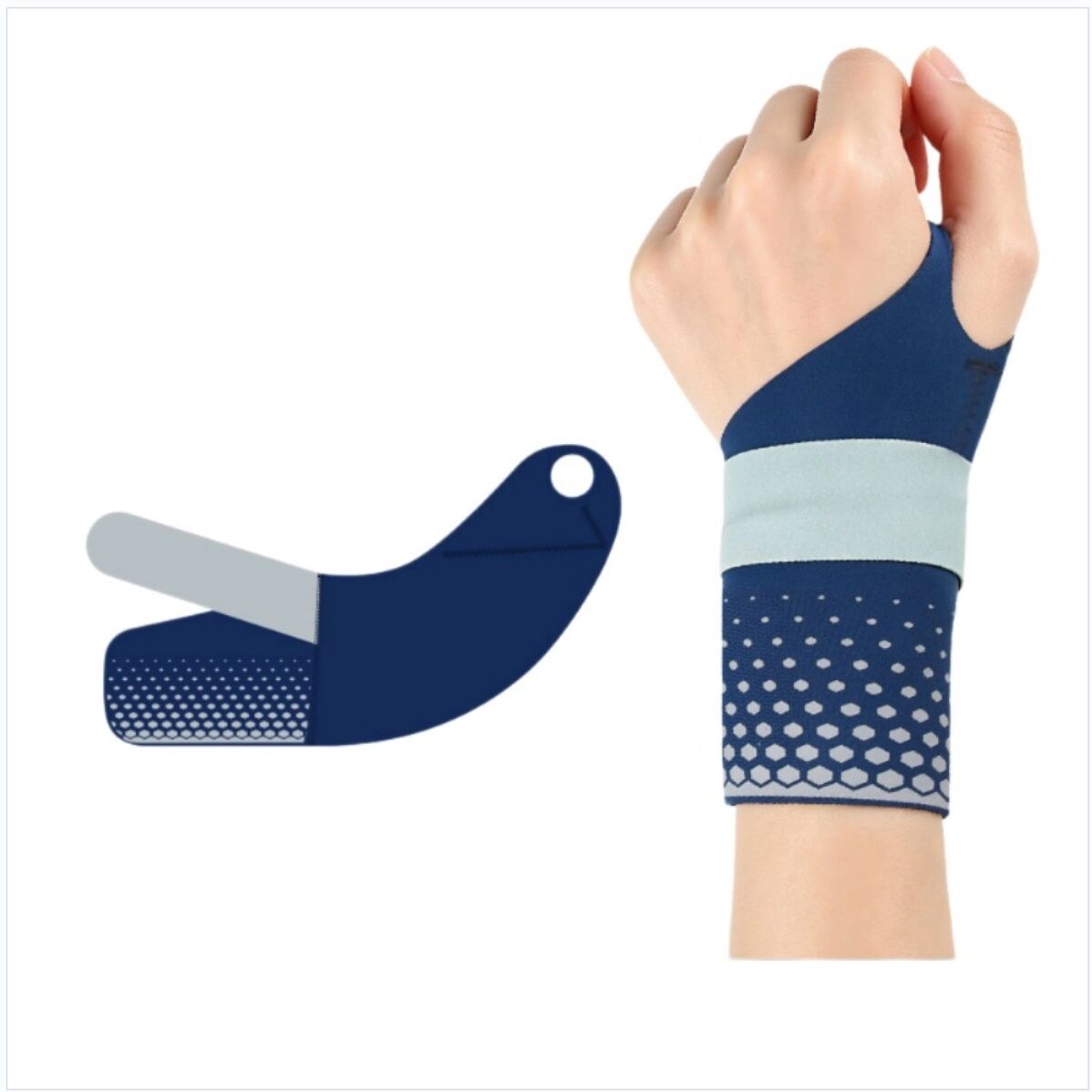 INF Linke sommerleichte Kompressions-Handgelenkbandage — Atmungsaktive elastische Unterstützung für Badminton und Tennis Blau