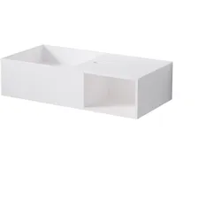 Steinberg Serie 443 Wand-Waschtisch, mit offenem Fach rechts, 800x400x200mm, 1 Hahnloch, mit Überlauf, SOLIDSurface, 4437120W