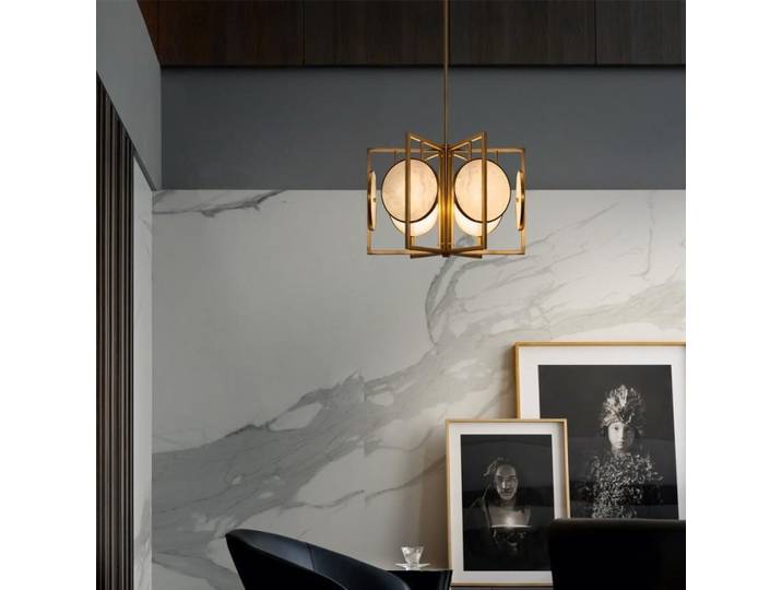 Lampe suspendue\, métal\, or\, D 51\,7 cm