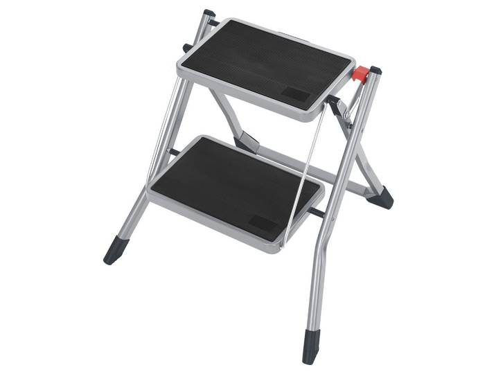 Klapptrittleiter, Grau, Metall, 49x43x47 cm, standsicher, Klappsicherung, Haushalt & Reinigung, Leitern