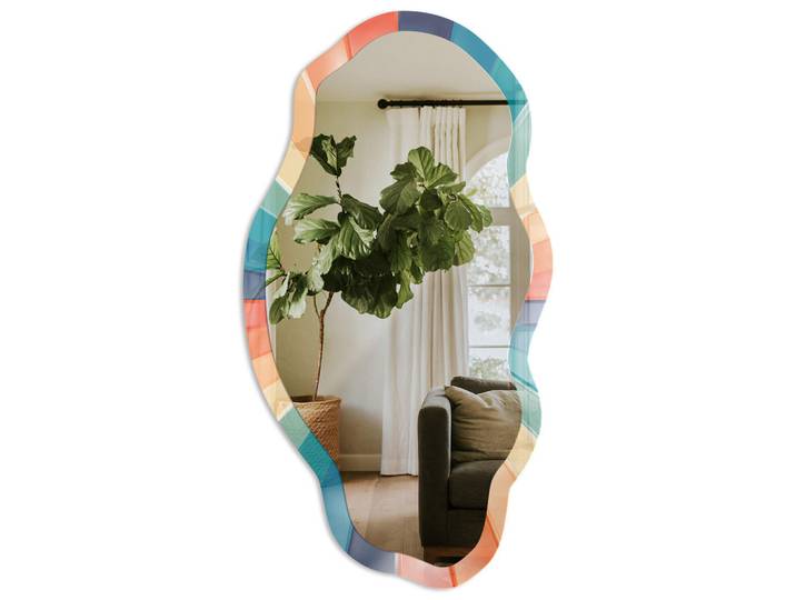 Tulup Spiegel 90x45 cm asymmetrisch mit Druck - Die Energie der Farbe, Transparent, Glas, Organisch, 45x90x0.4 cm, Spiegel, Wandspiegel