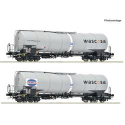 Roco 6600232 Güterwagen DC Wagenset mit zwei 4-achsigen Kesselwagen, Gattung Zacns, der Wascosa/Tamoil