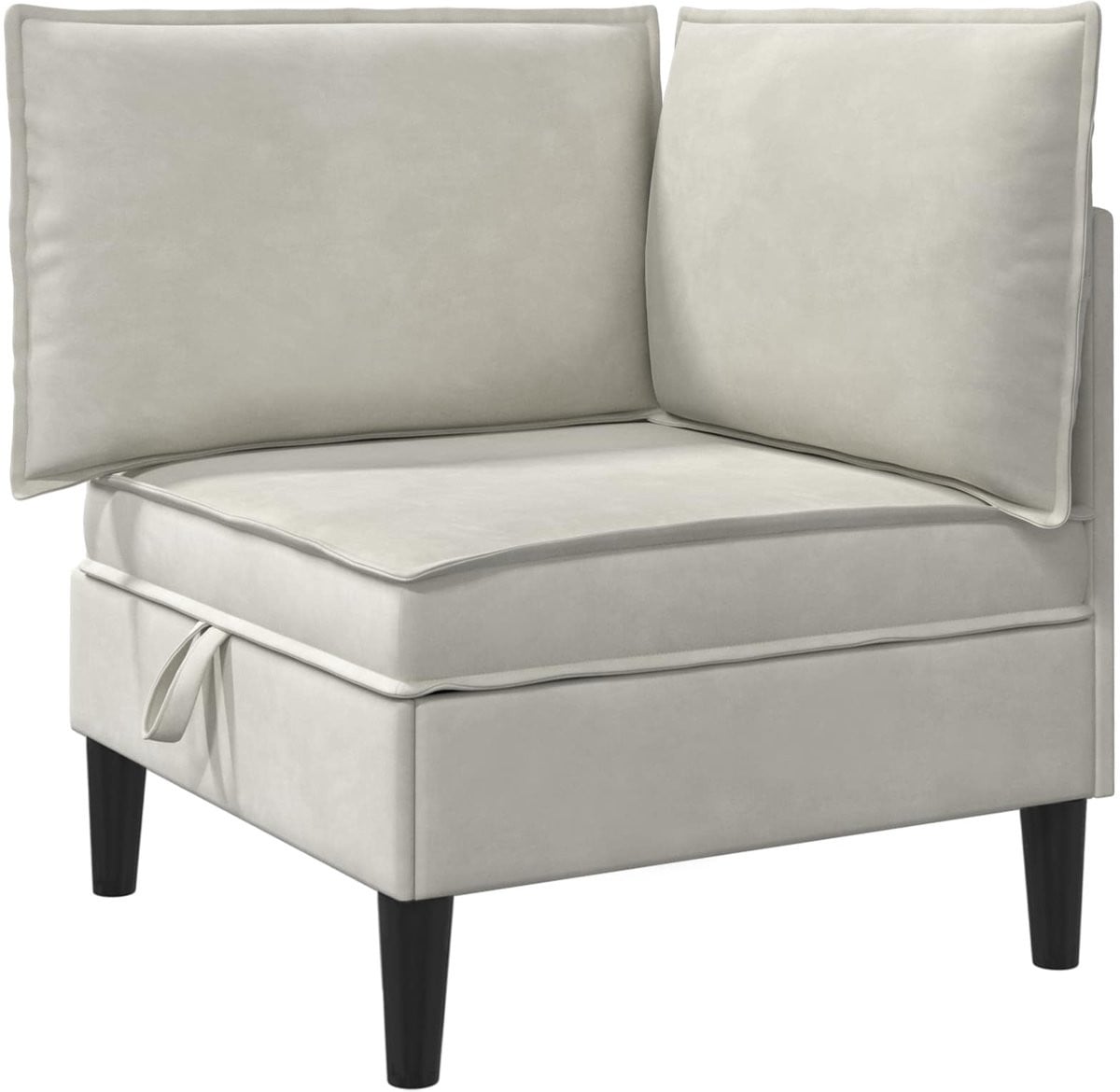 vidaXL Moderne L-vormige Sofa met Opslagruimte in Crèmekleurig Fluweel