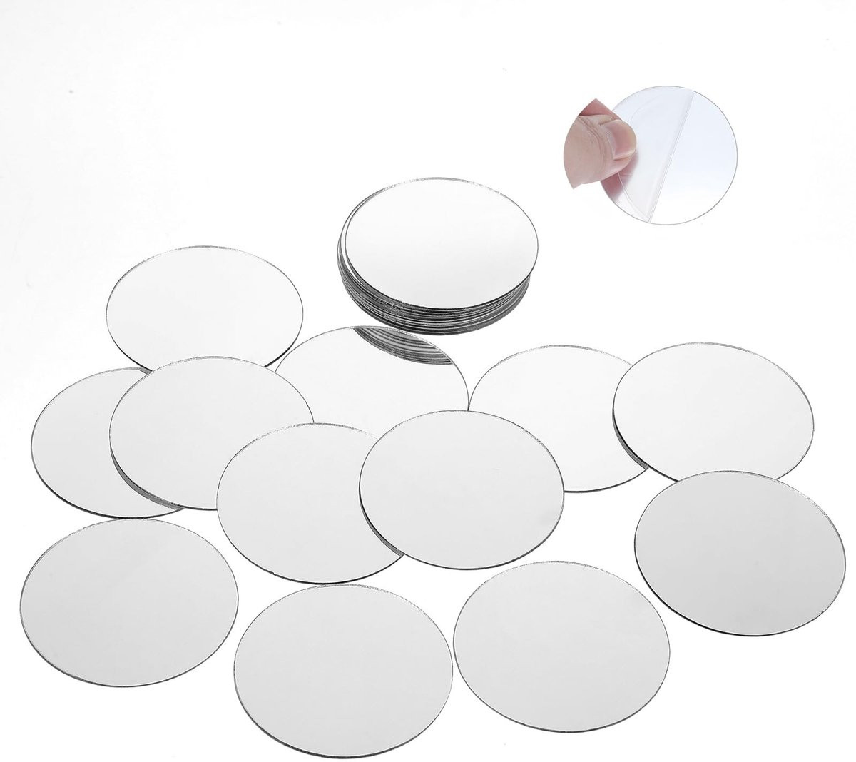 Allecto Zelfklevende Ronde Spiegeltegels - 50 Stuks Mini Acryl Spiegels voor DIY Decoratie