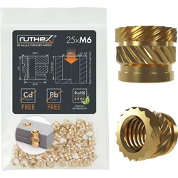RX-M6X6,8 - 3D Druck, Gewindeeinsätze, M6x6,8, 25 Stück