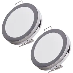 LED Einbaustrahler Deckenlampe Küchenleuchte Einbauspot chrom Deckenleuchte rund, 6W 500lm warmweiß, DxH 8,5x1,5 cm 2er Set