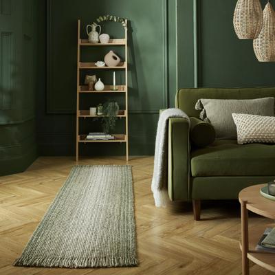 Läufer FLAIR RUGS "Jute Ombre", grün, B:60cm H:8mm L:230cm, Jute, Kunstfaser, Wolle, Teppiche, Läufer
