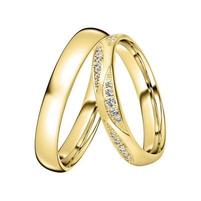 Trauring DOOSTI "Schmuck Geschenk Silber 925 Trauring Ehering Partnerring LIEBE" Gr. 48, gold (gelbgoldfarben), Fingerringe, Damen, 48,mit Zirkonia, Silber 925 (Sterlingsilber), 3mm, Trauring, wahlweise mit oder ohne Zirkonia