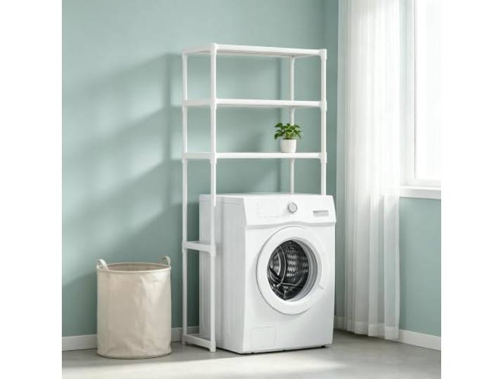 kumamart 3 Etagen Waschmaschinenregal, Überbau Regal für Waschmaschine Bad Langlebiges 3-Etagen-Regal für Handtücher, Körbe und Haushaltsbedarf in Bad und Waschküche.(White)