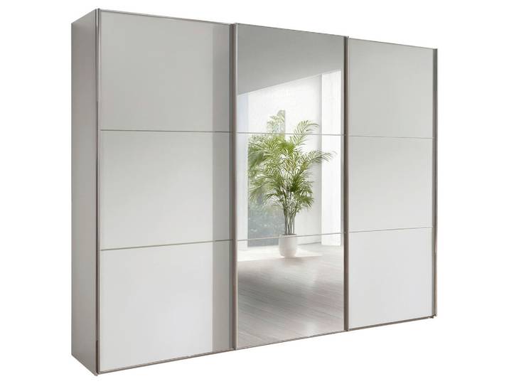 Chameo Schwebetürenschrank, Champagner, Glas, 9 Fächer, 225x217x67 cm, Schlafzimmer, Kleiderschränke, Kleiderschränke mit Spiegel
