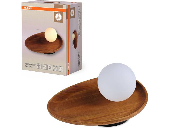 OSRAM Tischleuchte Decor Acacia-Wood Nest , braun (braun, akazie), H: 13,5cm, 1 Stk., Leuchten, braun, Fassung G9, Tischleuchte