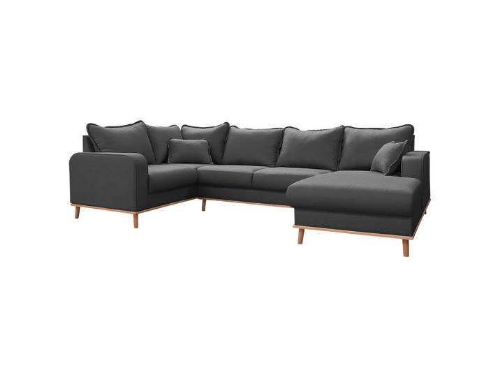 Wohnlandschaft, Dunkelgrau, 296x170 cm, Textil, U-Form & Armteil, Modern, Livetastic