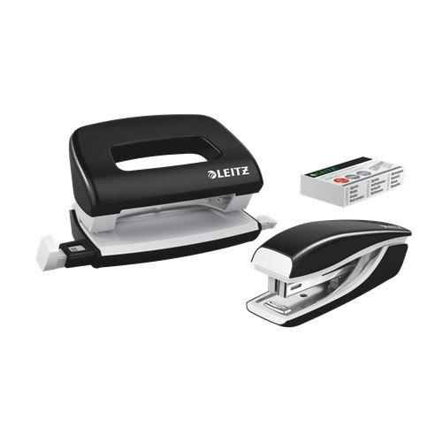LEITZ Locher und Heftgeräte Set NeXXt WOW schwarz-metallic