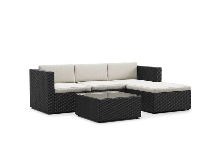 Rattanlounge MALIBU schwarz/beige