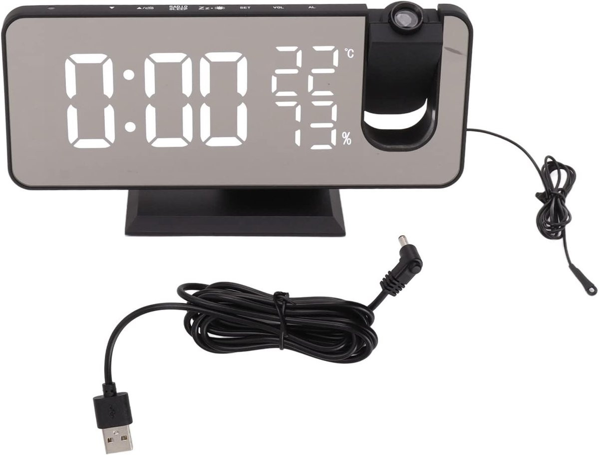 Slimme Digitale Projectie Alarmklok met FM Radio en LED Verlichting voor Slaapkamer en Nachttafel
