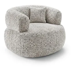 SESSEL Laila, Drehsessel mit runder Form, Beige, Geflecht-Stoff