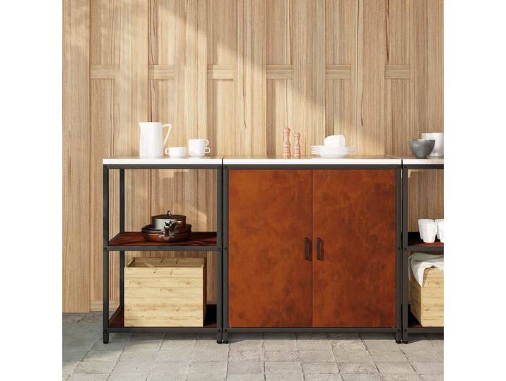 vidaXL Sideboard, Aufbewahrungsset für die Küche 2 pcs Rostig Wetterfeststahl