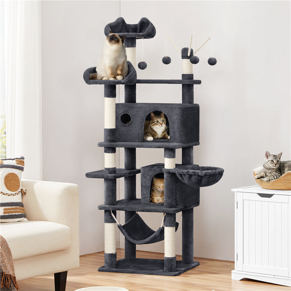 Yaheetech 170 cm H Cat Tree / Condo Dark Grey 170cm H X 55.5cm W X 45.5cm D