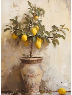 Inspired Finds Retro Lemon Garden Canvas Wall Art Print For Summer Home Decor And Modern Living Spaces lemon Blossom Still Life 15.75x23.62in