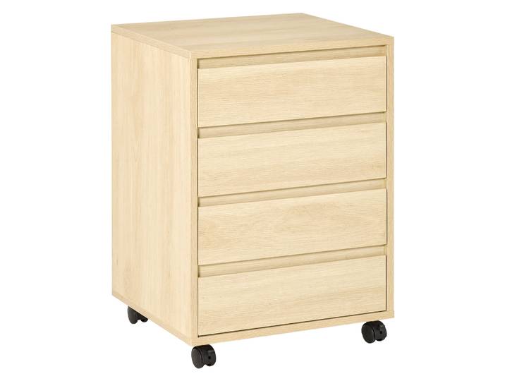 Unité de rangement de bureau Homcom avec 4 tiroirs, unité de rangement de bureau avec roulettes, armoire à dossiers mobile pour l'étude, 46x40x65 cm