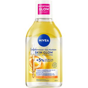 Nivea Mizellenwasser Skin Glow, parfümfrei, löst wasserfestes Make-up, für empfindliche Haut, 400 ml