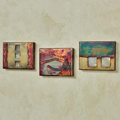 Texture Home Decor/Padma's Copper Studio Group B Wall Art Plaques Multi Metallic Set of Three, Set of Three, Multi Metallic