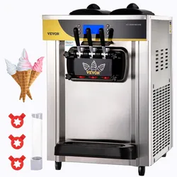 VEVOR Kommerzielle Softeismaschine 22-30 L/h Profi-Eismaschine mit LCD-Display, 3 Geschmacksrichtungen, Desktop-Design für Gastronomie & Gewerbe
