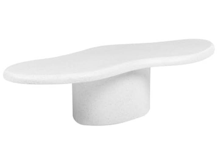Beliani Couchtisch MgO unregelmäßige Form rost- Wasser- und windbeständig 120 x 57 cm Terrazzo Optik weiß Conza