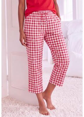 Plus Size Women's Woven Sleep Capri Pant by Dreams & Co. in Classic Red Joy Check (Size 1X)