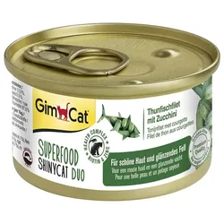 GimCat Superfood ShinyCat Duo 70 Gramm Katzennassfutter 24 x 70 Thunfischfilet mit Zucchini