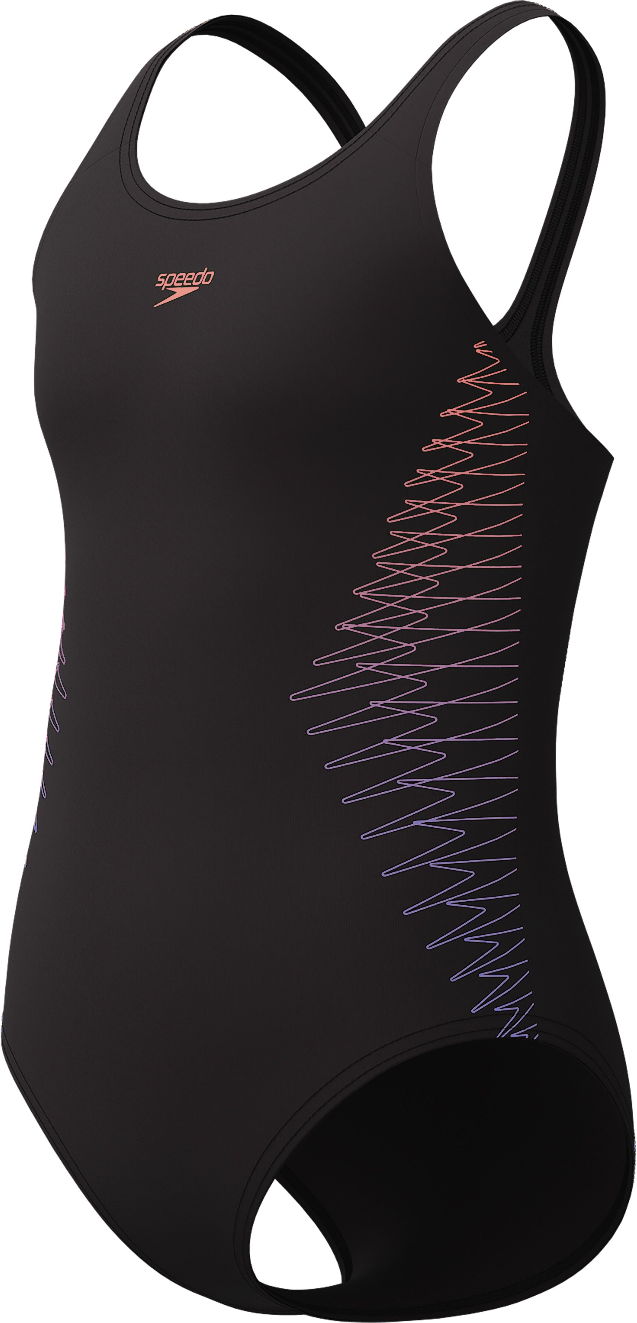 Badeanzug SPEEDO "Placement Muscleback", Mädchen, Gr. 176 (170), N-Gr, orange (bright peach), Obermaterial: 80% Nylon, 20% Elasthan, Badeanzüge Badeanzug, sportliche Ausrichtung, chlorbeständiges Material, schnell trocknend bright peach 176 (170), N-Gr