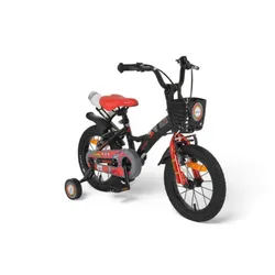 Byox Kinderfahrrad Robo 14 Zoll, Stützräder, Frontkorb, Getränkehalter, Klingel schwarz