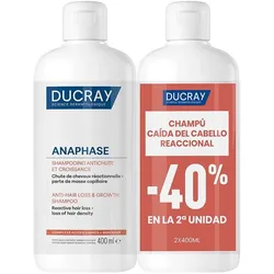 Ducray, Shampoo, ANAPHASE Shampoo gegen Haarausfall und Haarwuchs, Packung mit 2 x 400 ml (Flüssiges Shampoo, 400 ml)