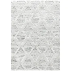 Teppich Wohnzimmer 3D Boho Modern Waschbar Strapazierfähig Esszimmer OEKO-TEX Grau 200x290 cm Schadstoffgeprüft – GENF von Kadima Design