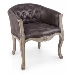 Sessel Diva aus Kunstleder, barock-klassischer Stil, Braun, Gestell aus Kautschukholz