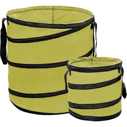 POWERTEC GARDEN Pop-Up Gartenabfallsäcke aus Polyester-Gewebe, 15L / 85L, 2er-Set - Olive