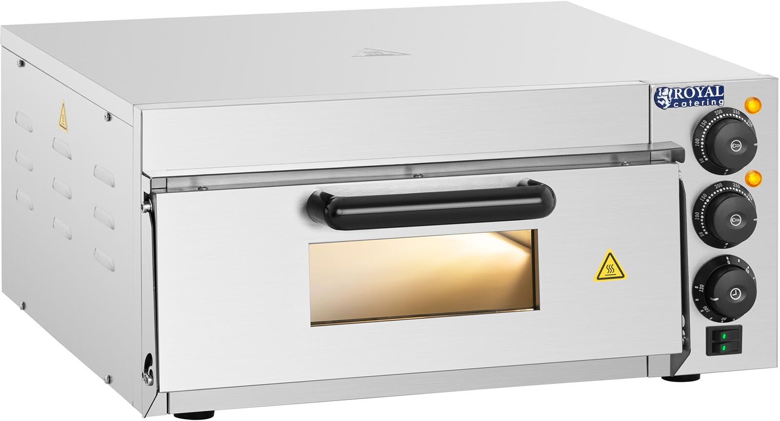Pizzaovn - bageplade af chamottesten - 1 kammer - 2000 W - Royal Catering RCPO-2000-1PE