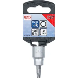 BGS Schraubenausdreher-Bit-Einsatz Antrieb Innenvierkant 10 mm (3/8") für defektes T-Profil (für Torx) T27 - 7098-T27
