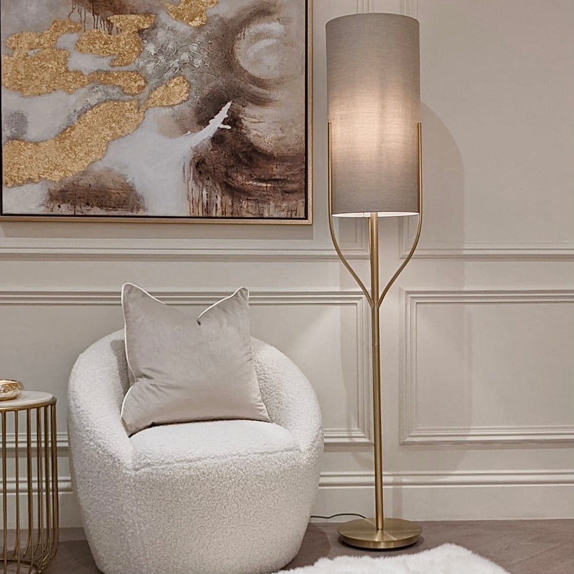 Cleo Gold & Oatmeal Floor Lamp
