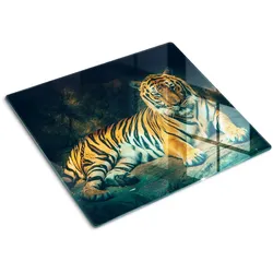 GLASPLATTE 60x52 cm Tigerhöhle