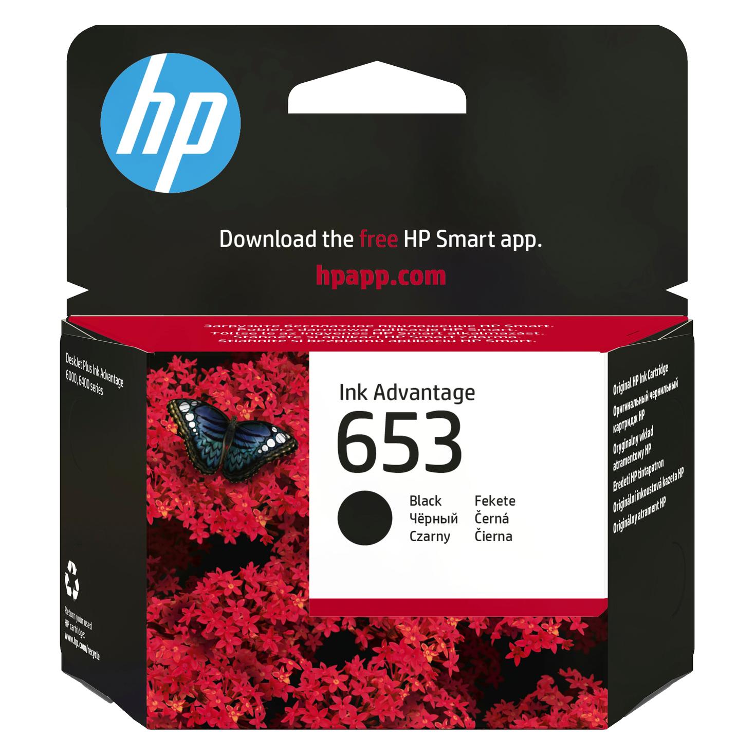 HP 653 Original Ink Advantage Cartridge (BK) (3YM75AE#BHK)