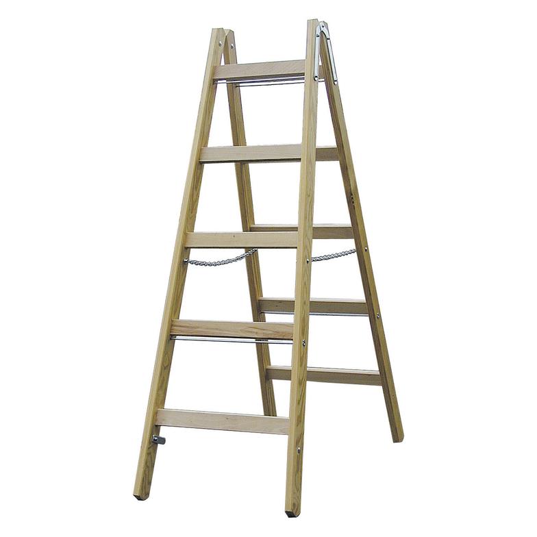 Krause KRAU 170071 Holz Sprossen Stehleiter mit 2x5 Sprossen (Stehleiter, 145 cm) (170071)