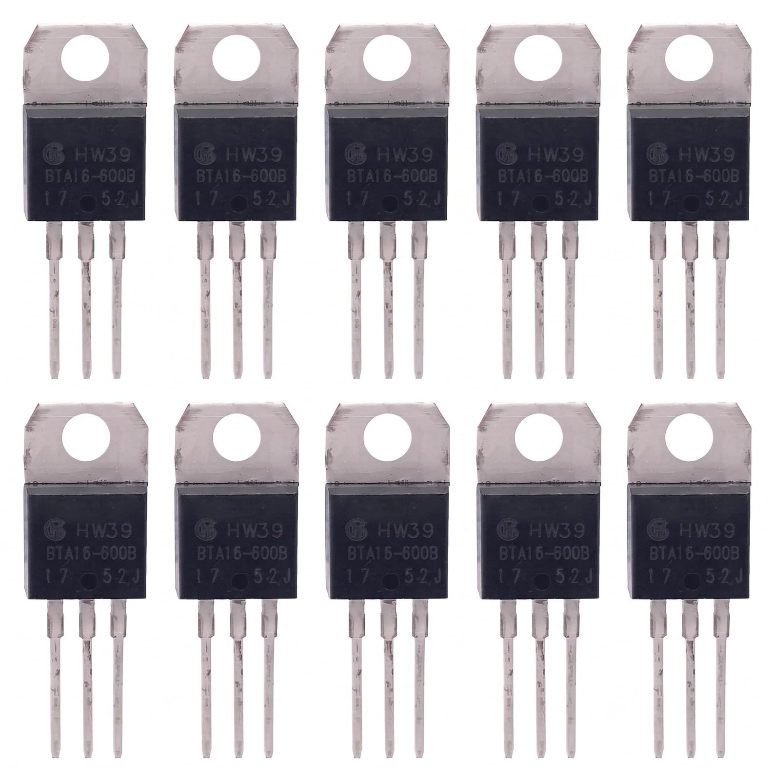 Dripio Triac BTA16-600B, 16A, 600V, TO-220, 10 stuks