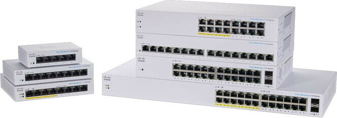 Cisco CBS110, Unmanaged, L2, Gigabit Ethernet (10/100/1000), Power over Ethernet (PoE), Rack-Einbau, 1U