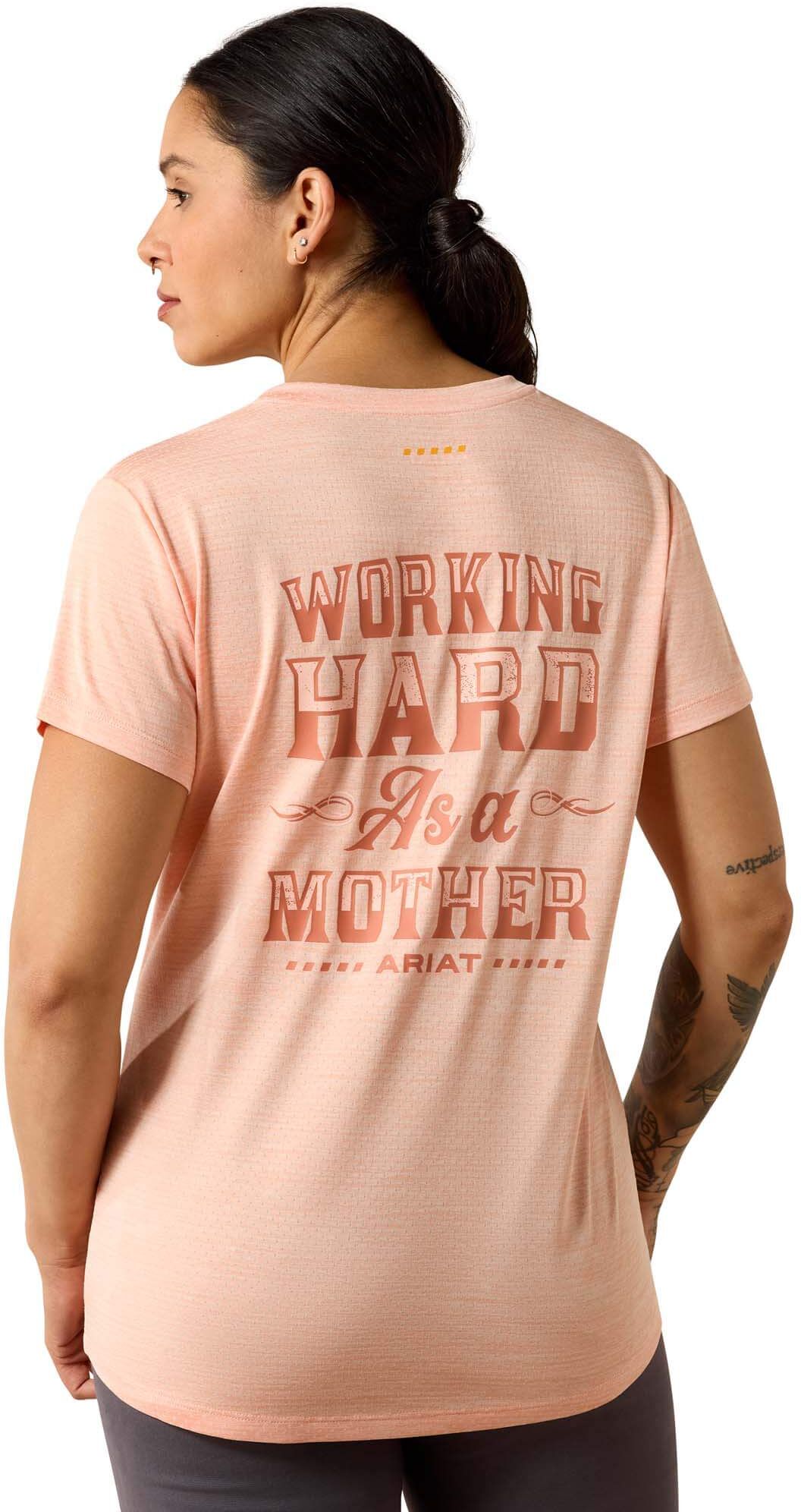 Women's Rebar Evolution Mother V-Neck T-Shirt in Papaya Punch, Size: 2X by Ariat
