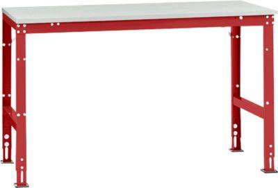 Manuflex Grundtisch UNIVERSAL Standard, Tischplatte Kunststoff, 1500x800, rubinrot